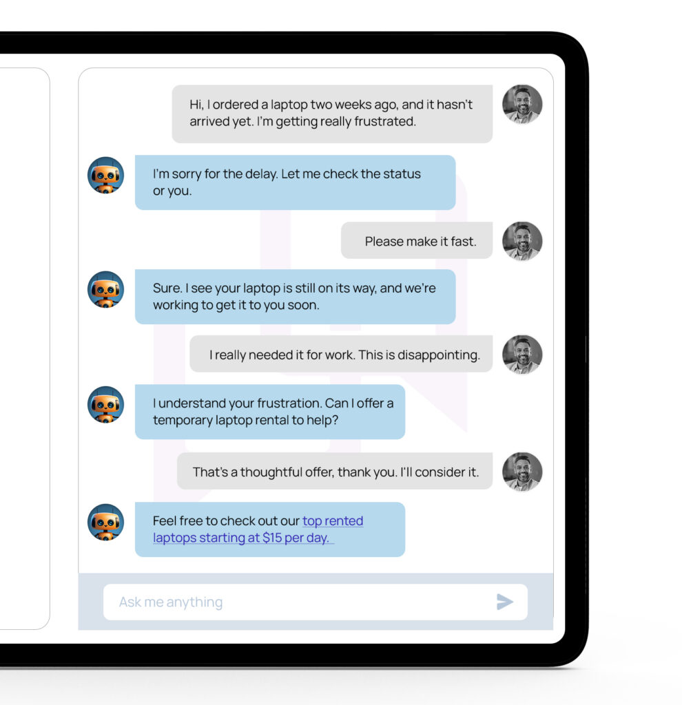 Conversation between human and chat bot