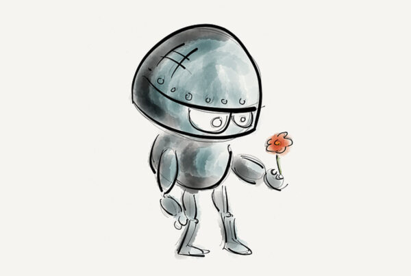 Robot with flower