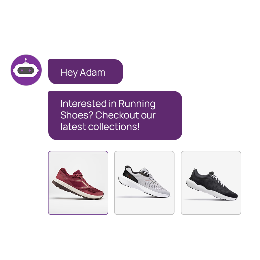 Chatbot suggesting running shoes for Adam